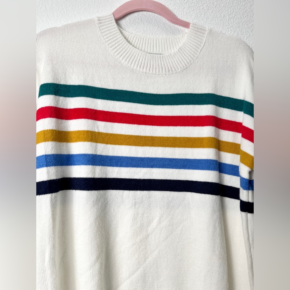 Nwot Solution White W/ Multi Colored Stripes Long… - image 4